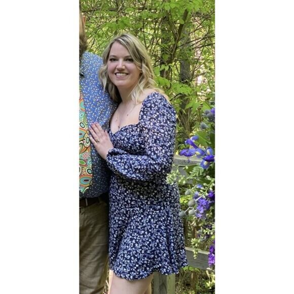 REFORMATION Women's Blue Floral Sweetheart Neckline Mochi Mini Dress Size 12 - Picture 15 of 15